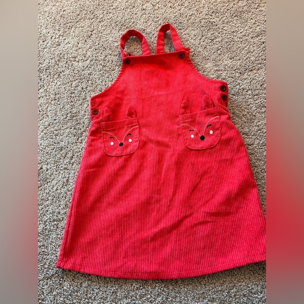 Hot Pink Girls Corduroy Jumper with Fox’s on Pockets 

Size 6/8